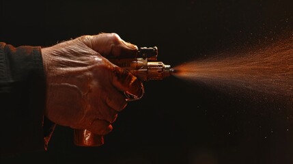 Poster - A person using a spray gun to apply a substance. Can be used for various applications