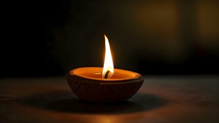 Wall Mural - a lit candle sitting on top of a wooden table