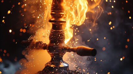 Poster - A close-up view of a fire hydrant with sparks shooting out of it. This image can be used to depict danger, emergency, or unexpected events