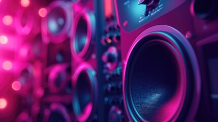 Poster - A group of speakers lined up together. Perfect for presentations, conferences, or music events