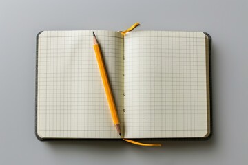 Poster - An open notebook with a pencil sticking out of it. Perfect for office, school, or creative projects