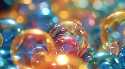 Poster - A captivating image of a stack of bubbles floating on top of each other. Perfect for adding a touch of whimsy and magic to any project