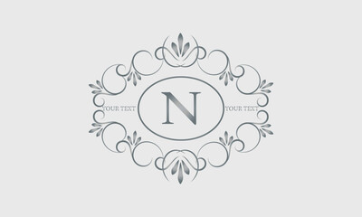 Wall Mural - Luxury logo design for hotel, heraldry, business, illustration, restaurant and others with letter N. Vector illustration.