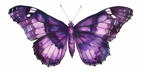 Poster - A beautiful watercolor painting of a purple butterfly. Perfect for adding a touch of nature and color to any space