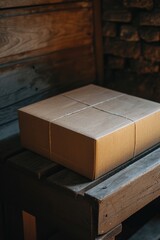 Aufkleber - A box sitting on top of a wooden bench, suitable for various uses