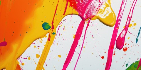Poster - A detailed view of a painting covered in colorful paint splatters. Perfect for adding an artistic touch to any project