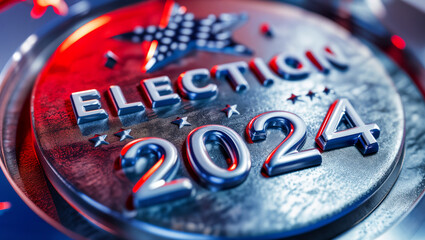 Wall Mural - Silver Plaque for the presidential election with the milled inscription ELECTION 2024, featuring some stars