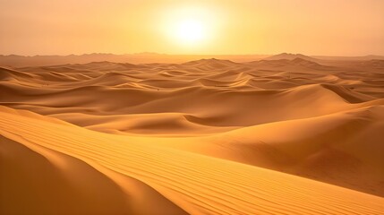 Wall Mural - the sun is setting over the sand dunes