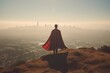 Urban Guardian: Caped Hero Amidst the Cityscape