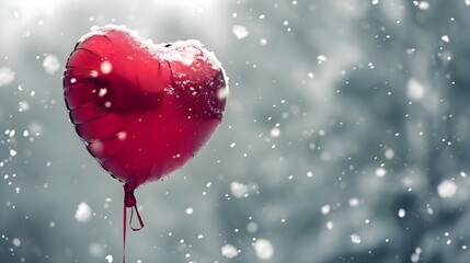 Wall Mural - a red heart shaped balloon floating in the air