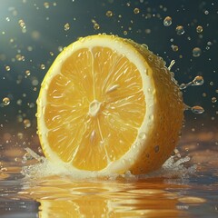 Wall Mural - lemon in water splash