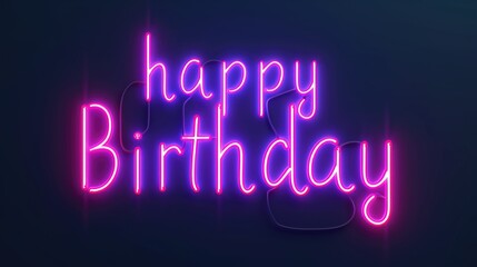 Wall Mural - Colorful neon happy birthday