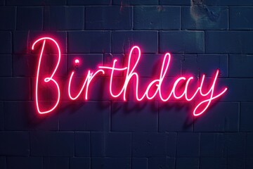 Wall Mural - Birthday in colorful neon style