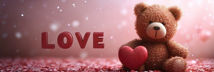 Sticker - cute teddy bear concept valentine day and love