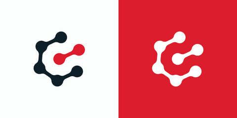 Poster - Letter C and I initial technology connection point vector logo design