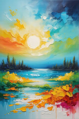 Poster - abstract summer oil painting textured background