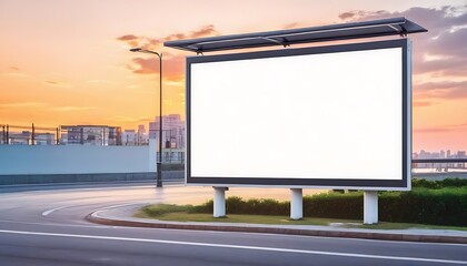 Outdoor advertising billboard for urban streets white and blank at sunset Copy space image Place for adding text or design