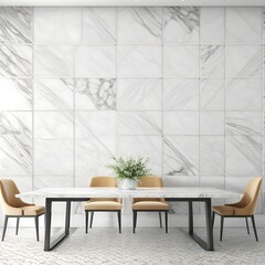 White marble with pattern wall, design wall, dinning room,nobody, 3d rendering illustration background