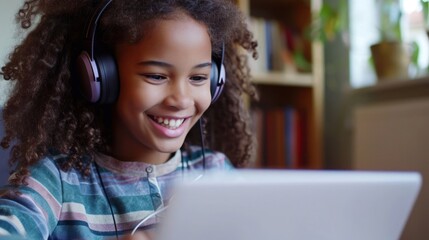 Poster - Young Black Female Student Engaging in Online Study Generative AI