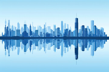 Wall Mural - illustration of a city with its skyline reflected