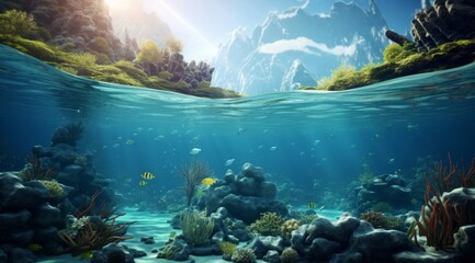 Wall Mural - a beautiful underwater shot of a tropical island