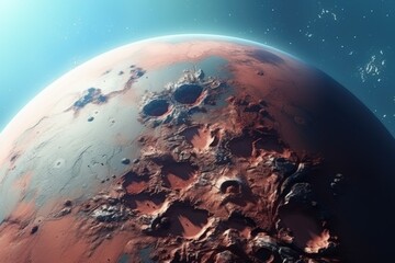 Wall Mural - Isolated rocky planet in cosmic landscape: Mars.