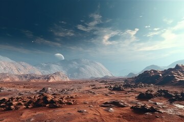 Wall Mural - Mars Cratered Surface: Alien Landscape After Asteroid Collisions