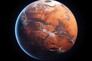 Wall Mural - Isolated rocky planet in cosmic landscape: Mars.
