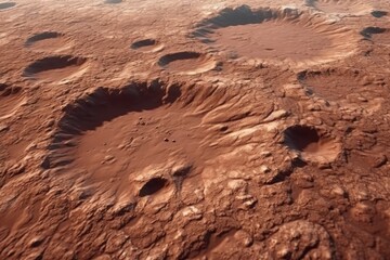 Wall Mural - Cratered surface of Mars: Alien landscapes.