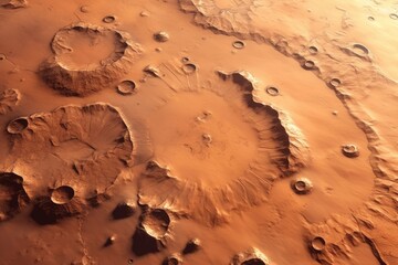 Wall Mural - Cratered surface of Mars: Alien landscapes.