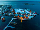 Fototapeta Sawanna - Haholmen - the fishing village on island near the Atlantic Ocean Road (Norway).