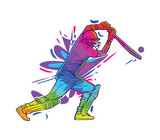 Fototapeta Młodzieżowe - cricket player abstract multicolored illustration