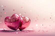 Vector Of Happy Valentines Day With Blinking Heart And Pink Background Design.