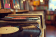 © Катерина Євтехова - An old-fashioned record store with vinyl records, Valentine’s Day, blurred background