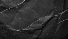 Crumpled Black Paper With A Detailed Texture Close Up The Paper With White Cracks Rough Paper Texture For Background