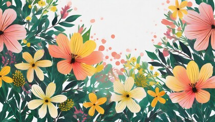 Wall Mural - flowers on background flower summer spring flowers overlay frame background border overlay without background