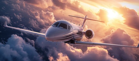 Canvas Print - High-flying private business jet.