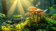 Group of Mushrooms on Top of Lush Green Forest