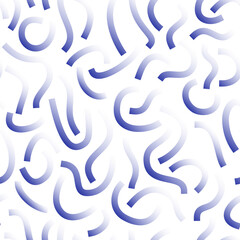 Poster - Blue and white gradient curved lines isolated on white background. Transparent Bold Squiggles.