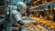 Autonomous robotic helper skillfully prepares sweet cookies in bakery factory