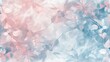  a painting of pink and blue leaves on a white and blue background with a pink and blue border over the top of the image and bottom half of the image.