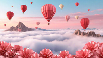  Hot air balloon in sky
