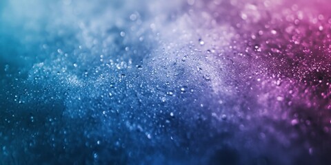 Poster - A close-up of a textured surface with a gradient of blue to purple covered in sparkling dewdrops.