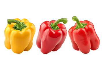 Wall Mural - Isolated Red, Yellow, and Green Peppers on a White Background – Fresh, Healthy, and Vibrant Bell Peppers, a Colorful Mix of Vegetarian Ingredients