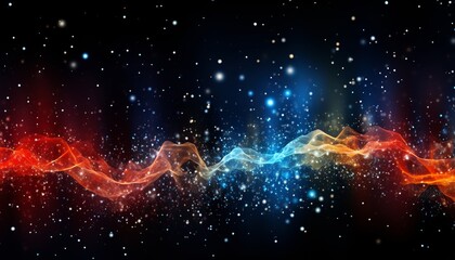 Wall Mural - Dynamic wave of bright particles   abstract sound and music visualization background