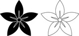 outline silhouette jasmine flower icon set