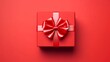© Lucky - Blank red gift box product display showcase or exhibition Ai Generative
