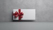 Blank white gift card or gift voucher with red ribbon Ai Generative