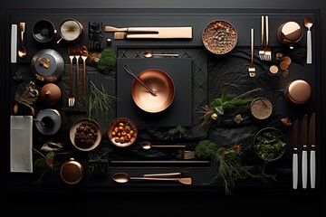 Poster - The modern design backdrop and the warmth of the copper details create a delightful look