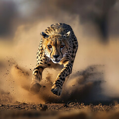 the cheetahs rapid chase - dust clouds in the savannah